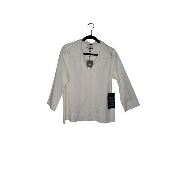 Tuckernuck White Margot Stand Collar Blouse Sz S - Picture 3 of 5